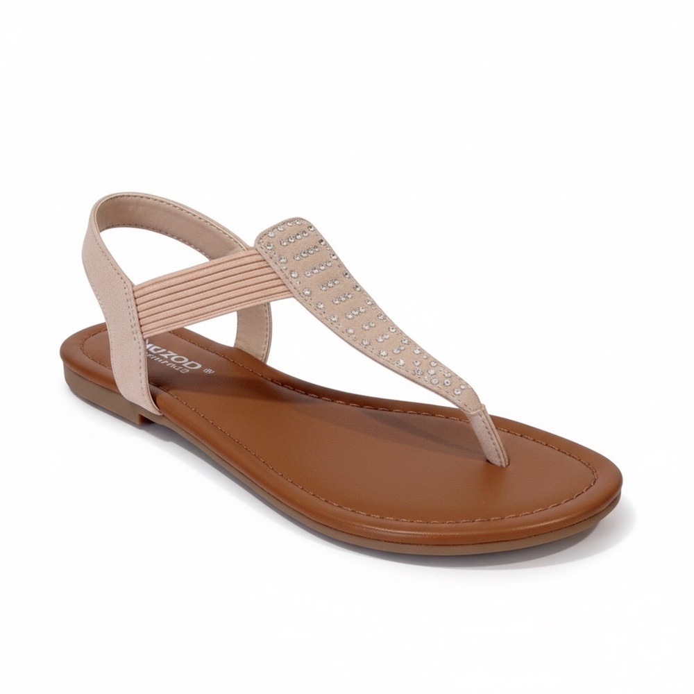 Arizona Jean Co. Women’s Stretchy Slip-On Sandals Pink Rhinestone Size-6 GUC